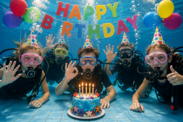 Kindergeburtstag unter Wasser